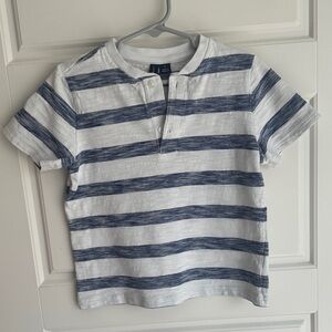 Janie and Jack Blue and White Striped Henley Tee